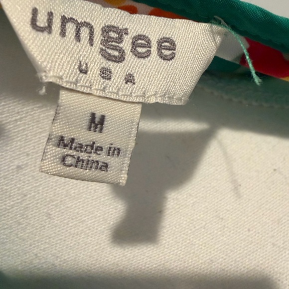 Umgee Green Leaf Print Ruffle Sleeve Blouse Medium - Picture 6 of 11